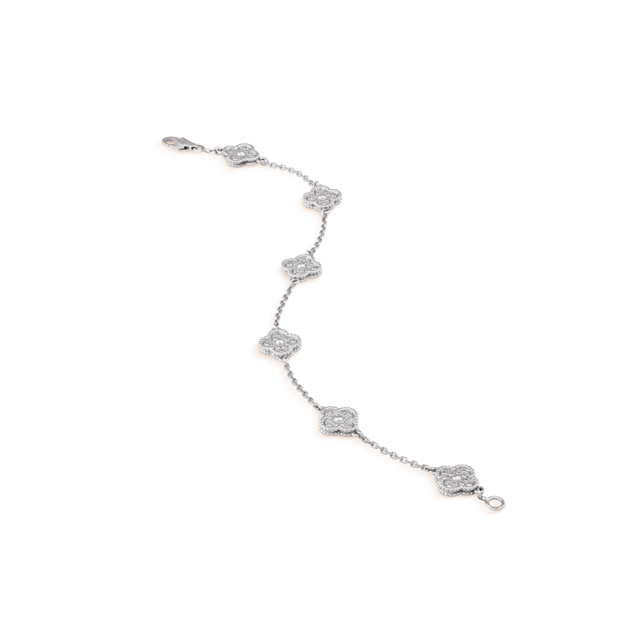 [Stellar Jewelry]CLOVER 6 MOTIF SILVER DIAMOND BRACELET