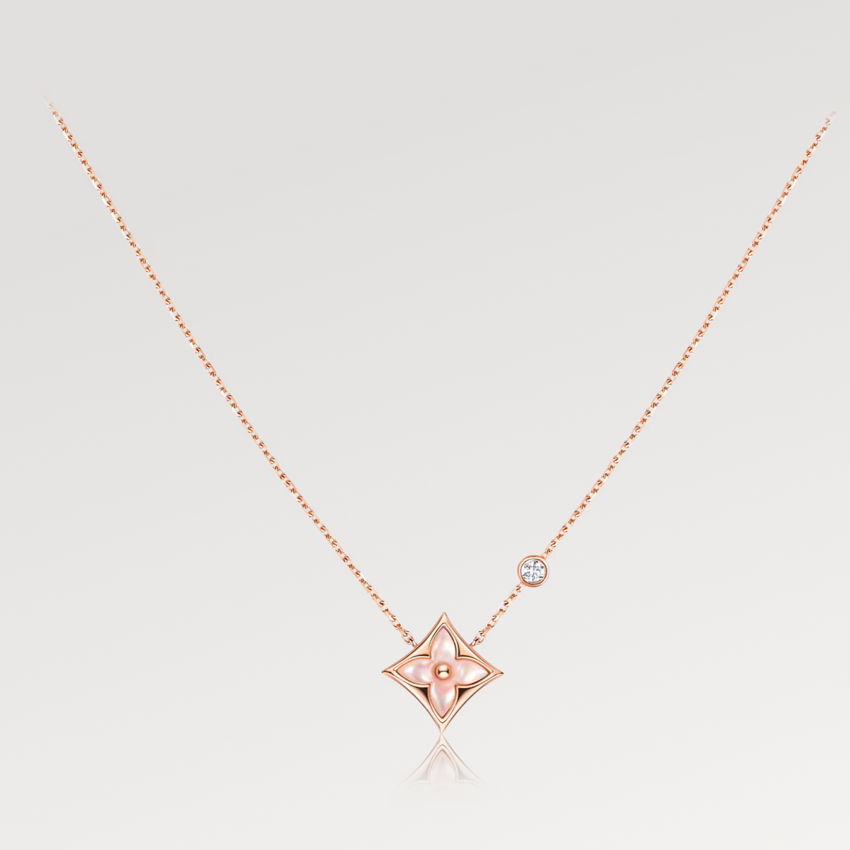 [Stellar Jewelry]STAR PINK MOP 1 DIAMOND PINK GOLD NECKLACE