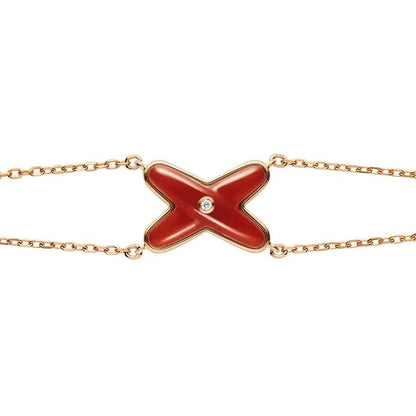 [Stellar Jewelry]JEUX BRACELET CARNELIAN PINK GOLD 1 DIAMOND