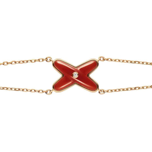 [Stellar Jewelry]JEUX BRACELET CARNELIAN PINK GOLD 1 DIAMOND