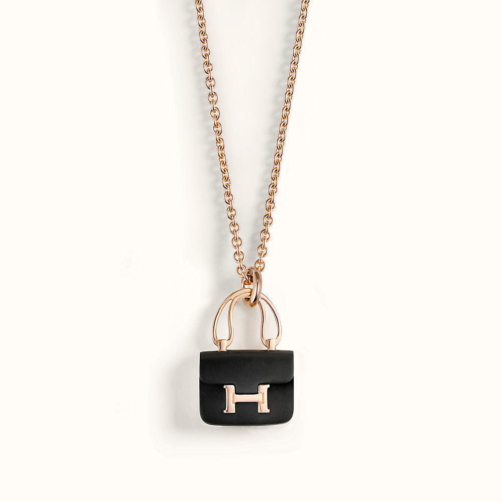 [Stellar Jewelry]CONSTANCE BLACK PEDANT PINK GOLD NECKLACE