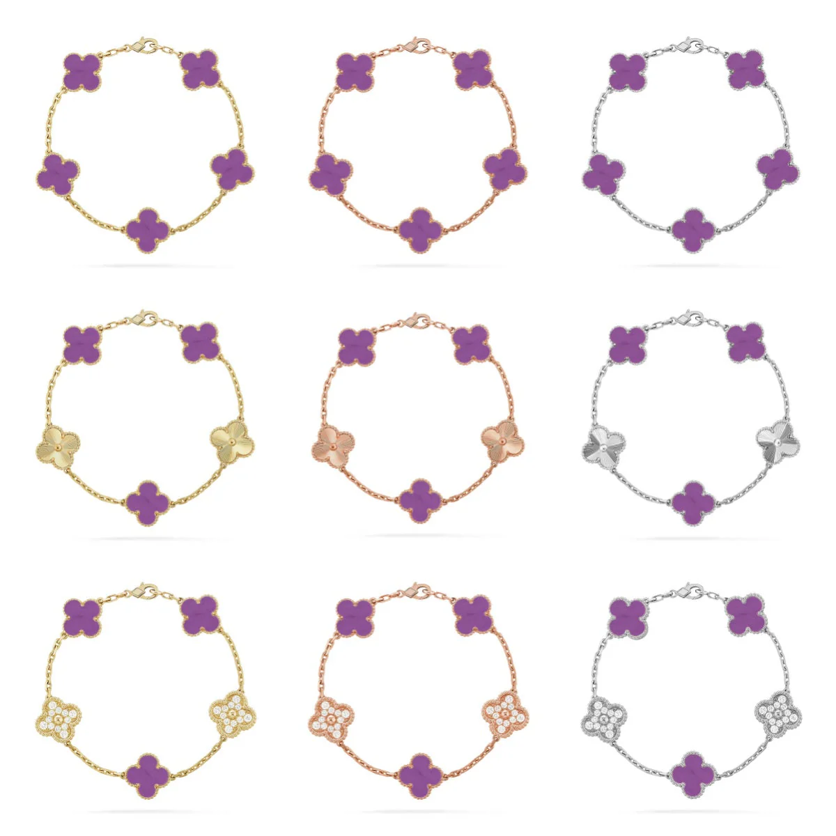 [Stellar Jewelry] CLOVER 5 MOTIF VIOLET BRACELET COLLECTION