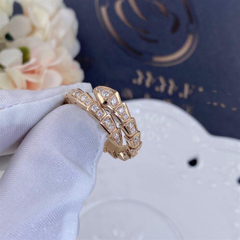 [Stellar Jewelry]SERPENTI RING PINK GOLD DIAMOND PAVED 4MM