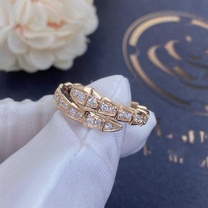 [Stellar Jewelry]SERPENTI RING PINK GOLD DIAMOND PAVED 4MM