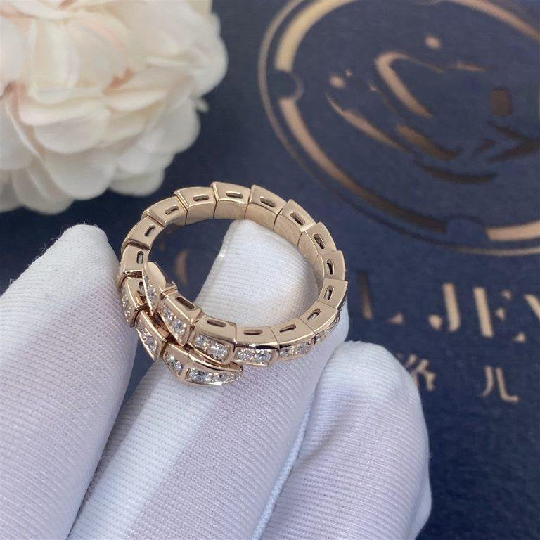 [Stellar Jewelry]SERPENTI RING PINK GOLD DIAMOND PAVED 4MM