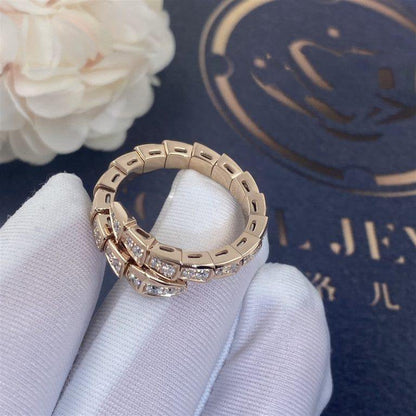 [Stellar Jewelry]SERPENTI RING PINK GOLD DIAMOND PAVED 4MM