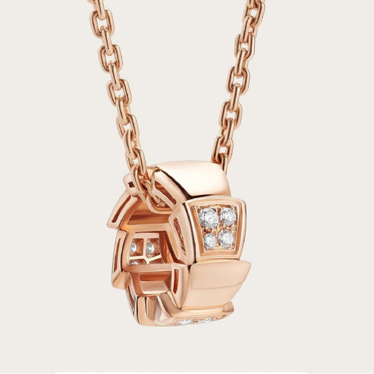 [Stellar Jewelry]SERPENTI PEDANT DIAMOND PINK GOLD NECKLACE