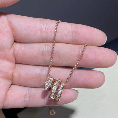 [Stellar Jewelry]SERPENTI PINK GOLD NECKLACE DOUBLE RING DIAMOND