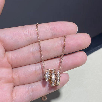 [Stellar Jewelry]SERPENTI PINK GOLD NECKLACE DOUBLE RING DIAMOND