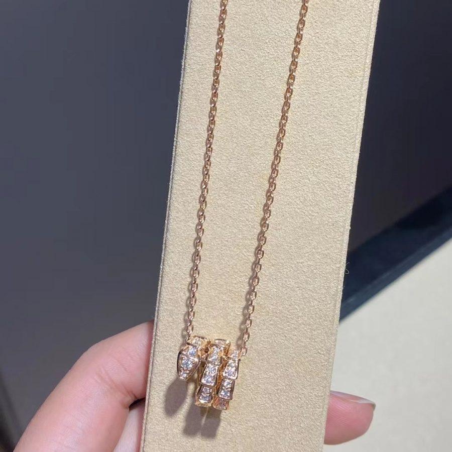 [Stellar Jewelry]SERPENTI PINK GOLD NECKLACE DOUBLE RING DIAMOND