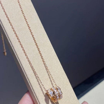 [Stellar Jewelry]SERPENTI PINK GOLD NECKLACE DOUBLE RING DIAMOND