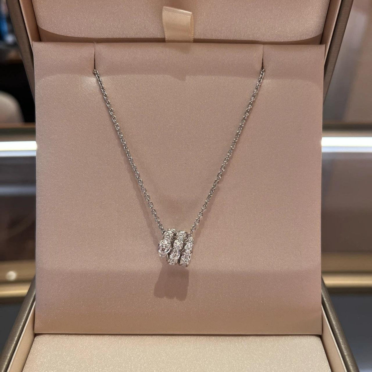 [Stellar Jewelry]SERPENTI  NECKLACE DOUBLE RING DIAMOND