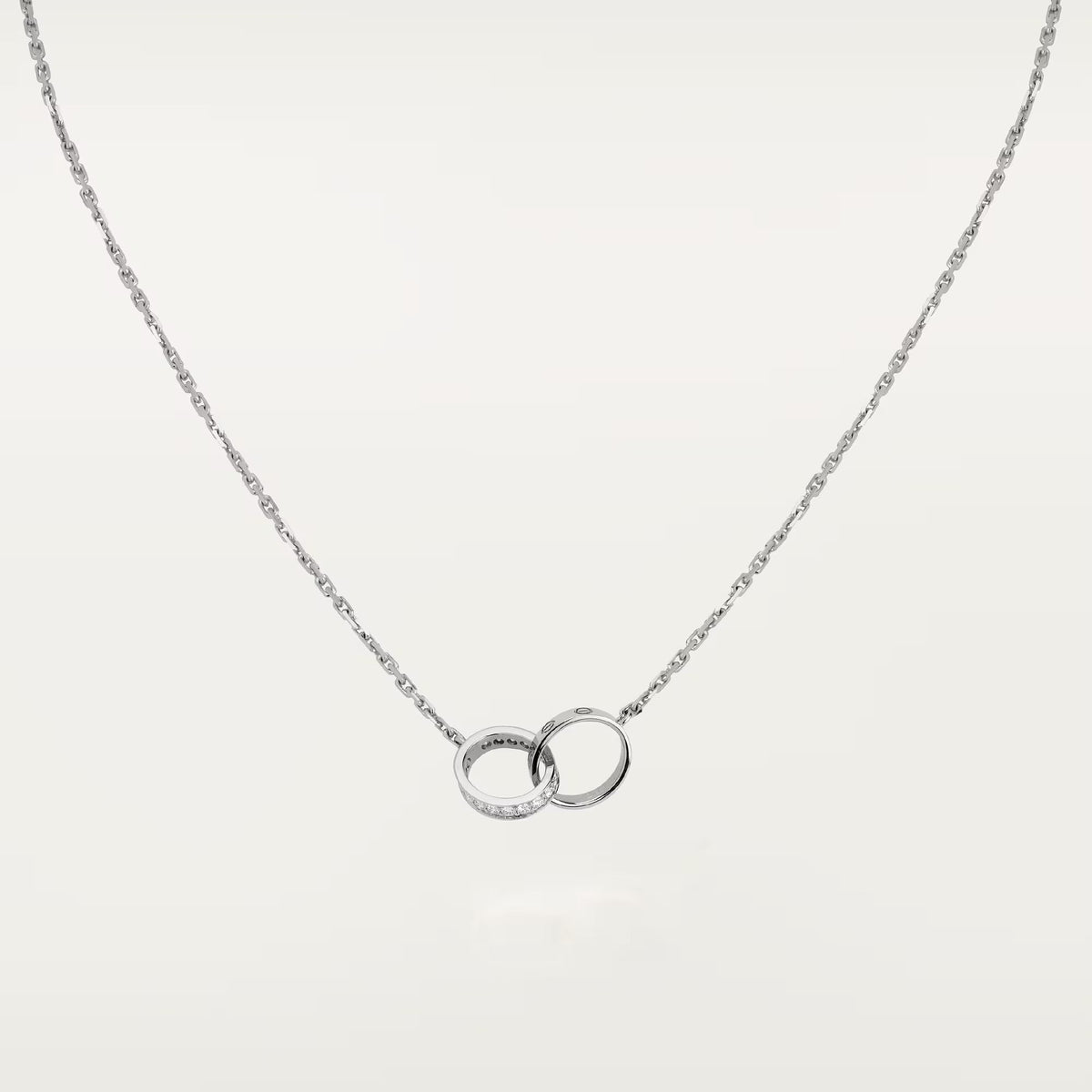 [Stellar Jewelry]LOVE DOUBLE RING HALF DIAMOND NECKLACE