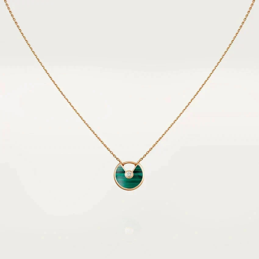 [Stellar Jewelry]AMULETTE ROSE GOLD MALACHITE NECKLACE
