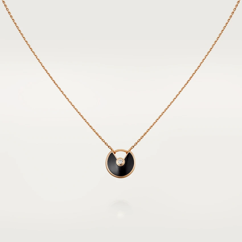 [Stellar Jewelry]AMULETTE ROSE GOLD ONYX NECKLACE