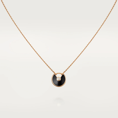 [Stellar Jewelry]AMULETTE ROSE GOLD ONYX NECKLACE
