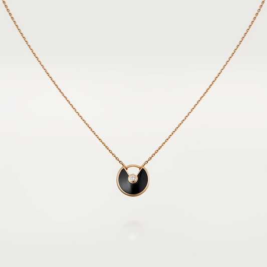 [Stellar Jewelry]AMULETTE ROSE GOLD ONYX NECKLACE