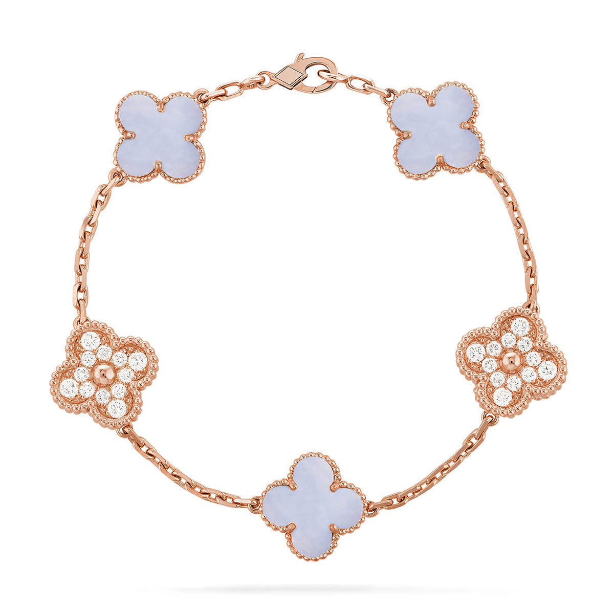 [Stellar Jewelry] CLOVER 5 MOTIF PURPLE CHALCEDONY BRACELET COLLECTION