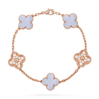 [Stellar Jewelry] CLOVER 5 MOTIF PURPLE CHALCEDONY BRACELET COLLECTION
