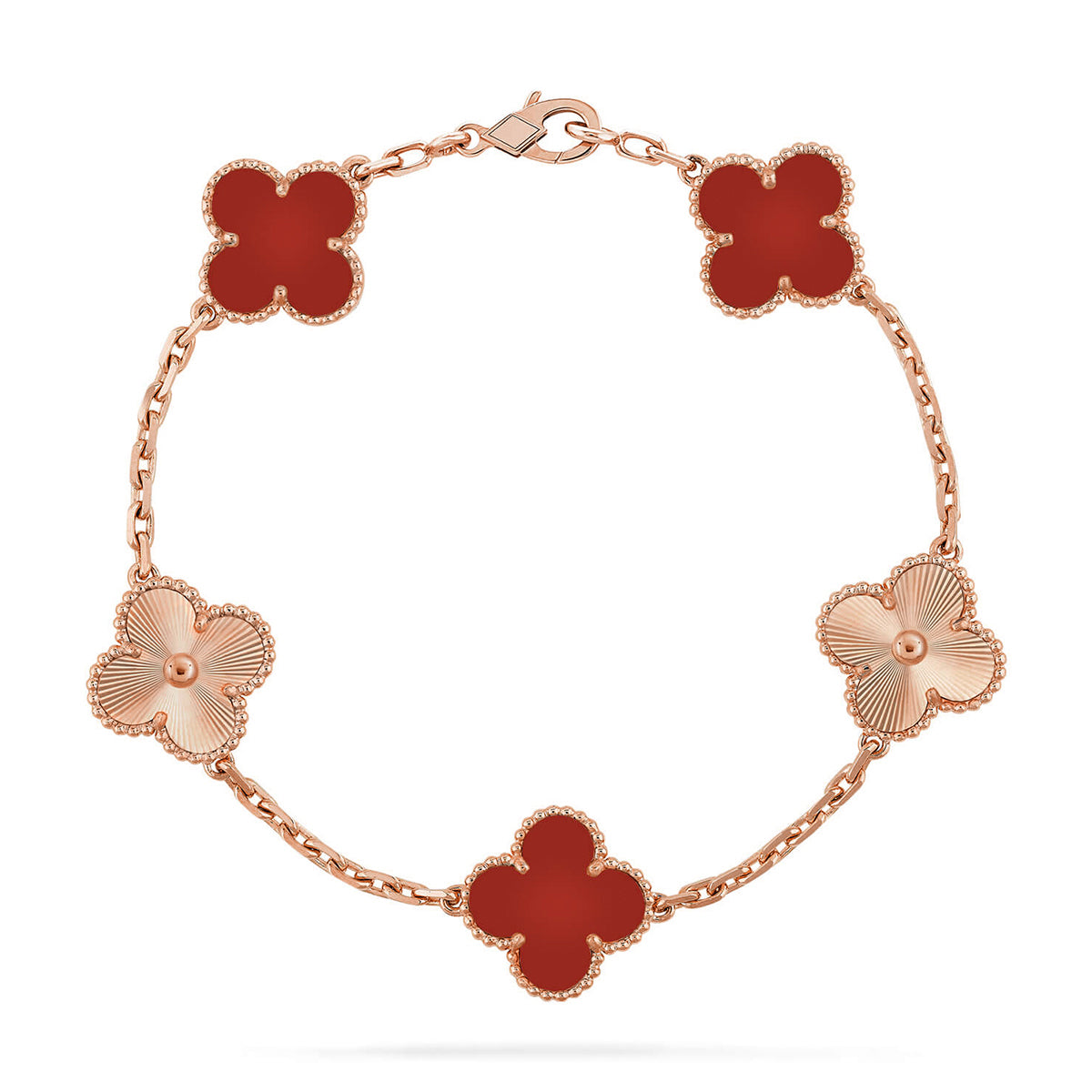 [Stellar Jewelry] CLOVER 5 MOTIF RED CORNELIAN BRACELET COLLECTION