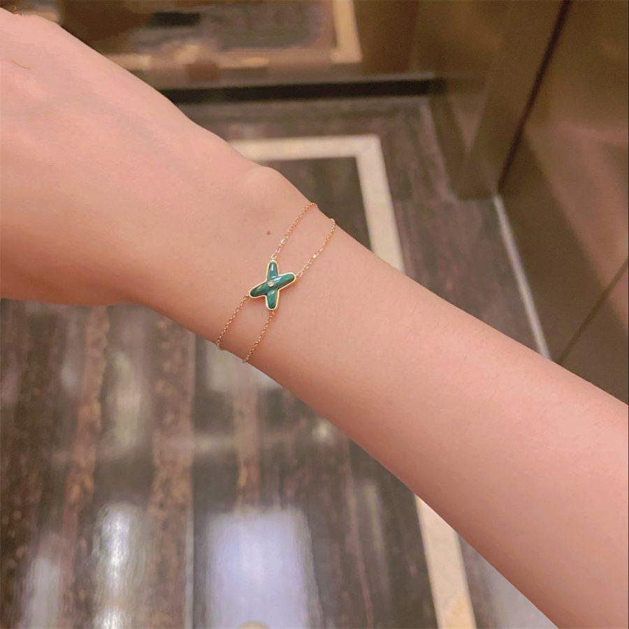 [Stellar Jewelry]JEUX BRACELET MALACHITE PINK GOLD 1 DIAMOND