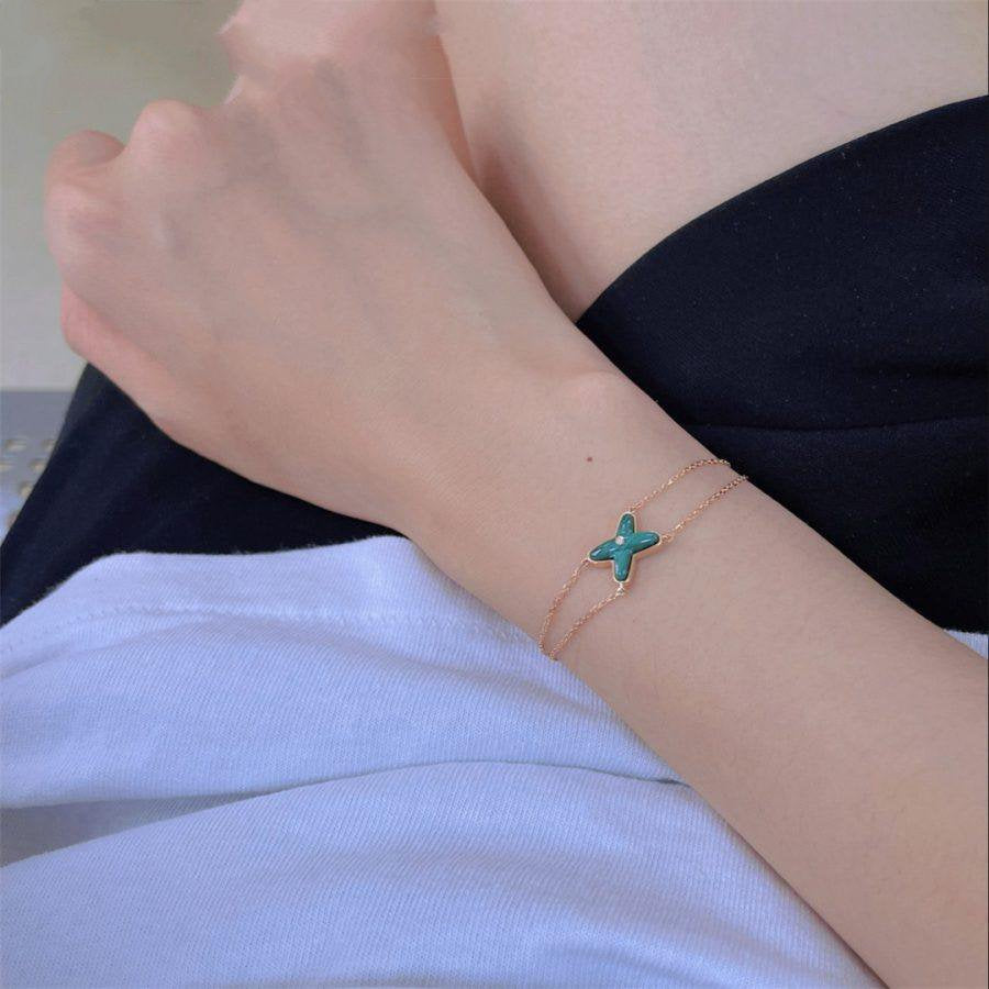[Stellar Jewelry]JEUX BRACELET MALACHITE PINK GOLD 1 DIAMOND