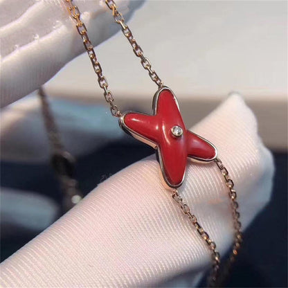 [Stellar Jewelry]JEUX BRACELET CARNELIAN PINK GOLD 1 DIAMOND