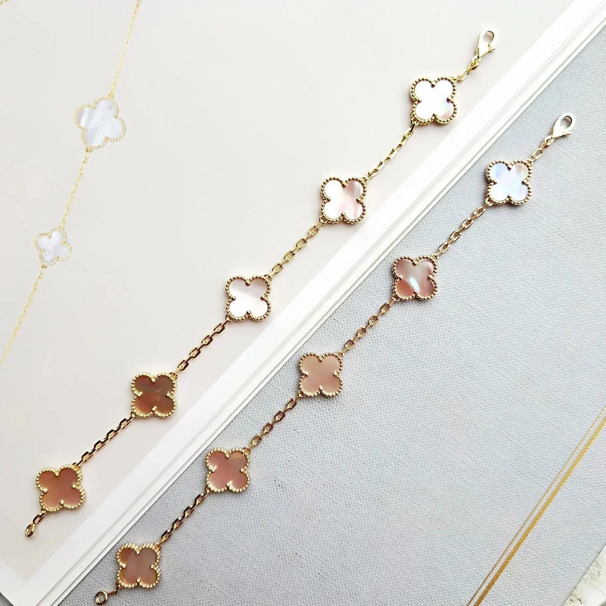 [Stellar Jewelry] CLOVER 5 MOTIFS  PINK MOP BRACELET COLLECTION