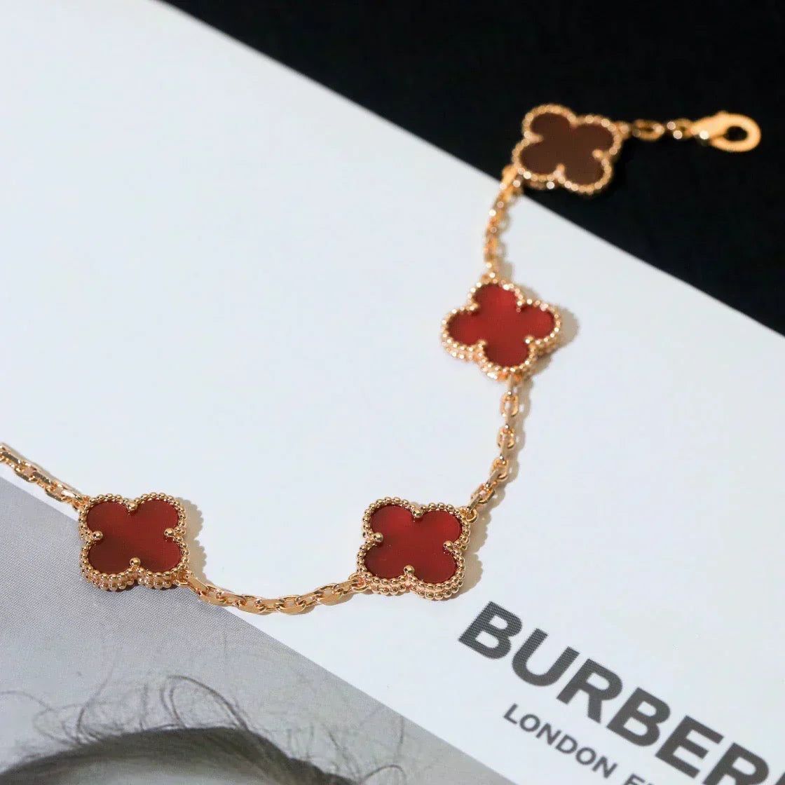 [Stellar Jewelry] CLOVER 5 MOTIF RED CORNELIAN BRACELET COLLECTION