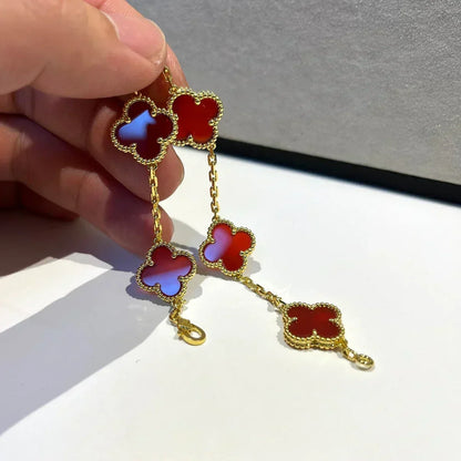[Stellar Jewelry] CLOVER 5 MOTIF RED CORNELIAN BRACELET COLLECTION