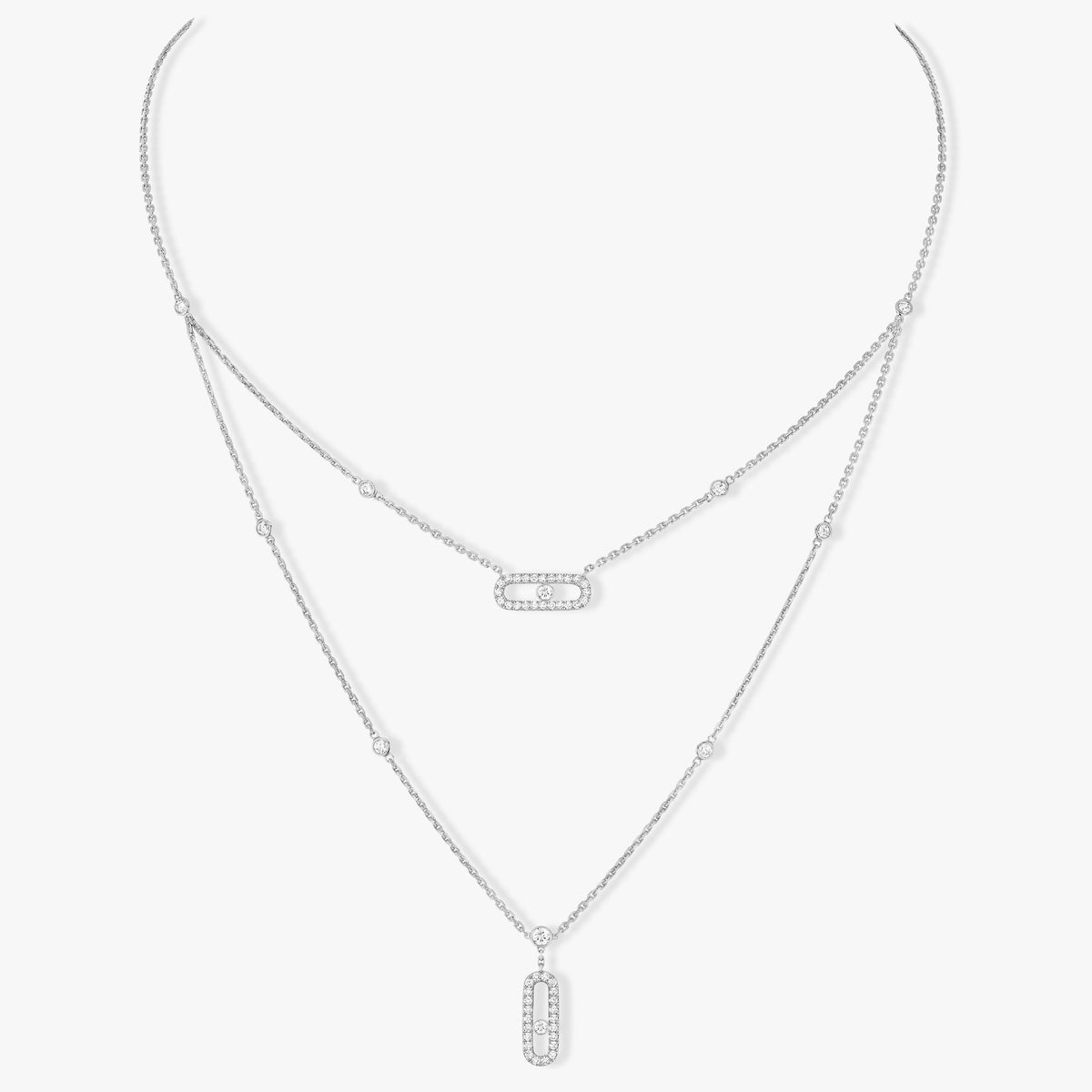 [Stellar Jewelry]MOVE 2 ROW DIAMOND NECKLACE