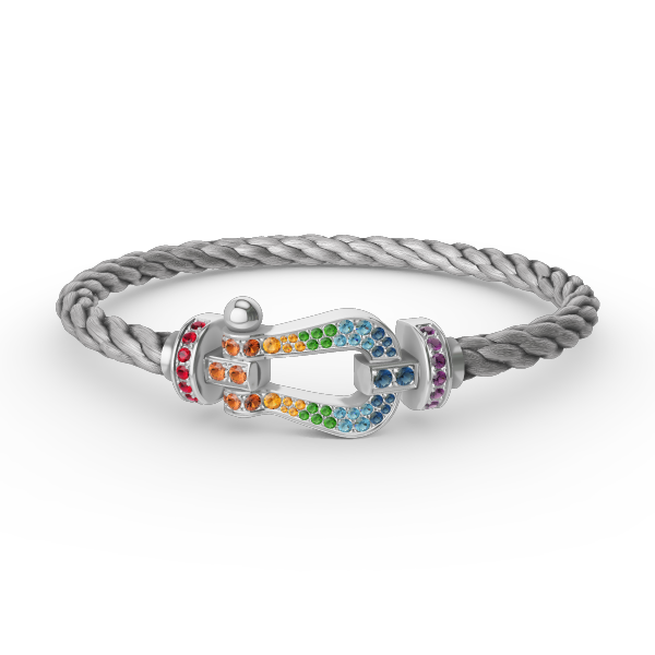 [Stellar Jewelry]FORC LARGE HORSESHOE  COLORED DIAMOND BRACELET SILVER