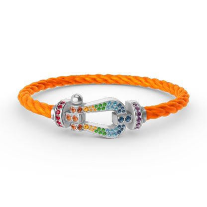 [Stellar Jewelry]FORC LARGE HORSESHOE  COLORED DIAMOND BRACELET SILVER