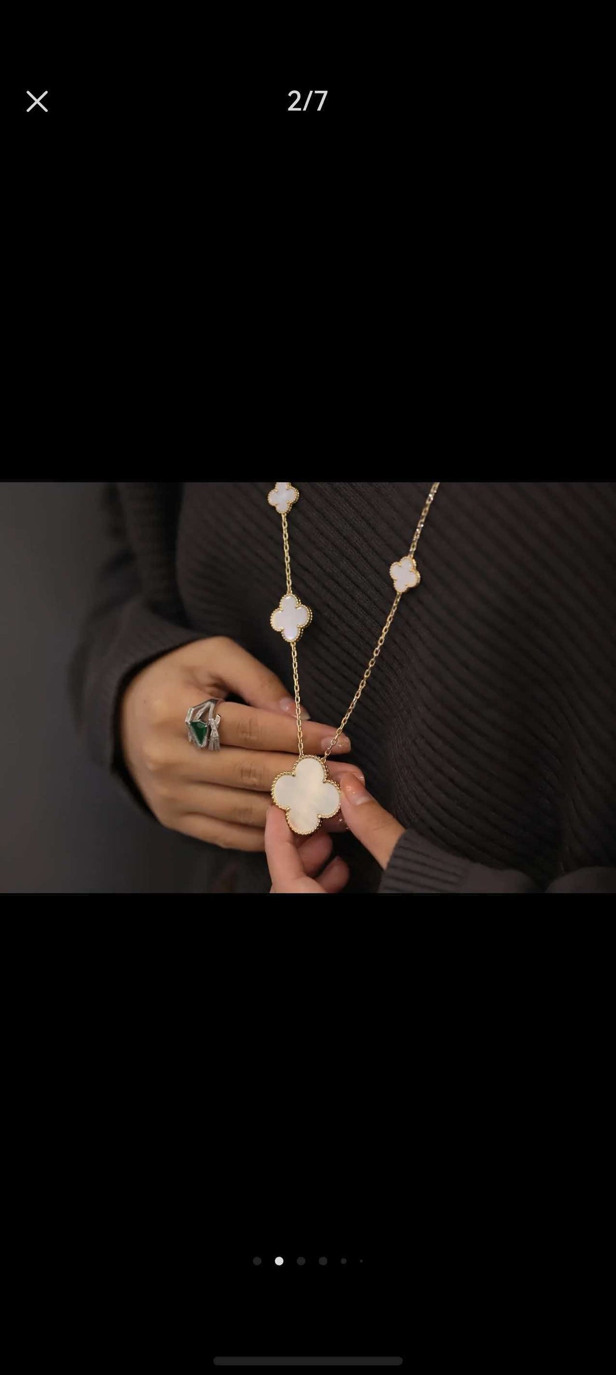[Stellar Jewelry]White Mother-of-Pearl Clover 11-Motif Necklace