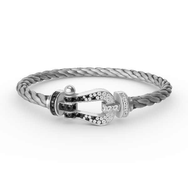 [Stellar Jewelry]FORCE LARGE HORSESHOE BLACK WHITE DIAMOND BRACELET SILVER