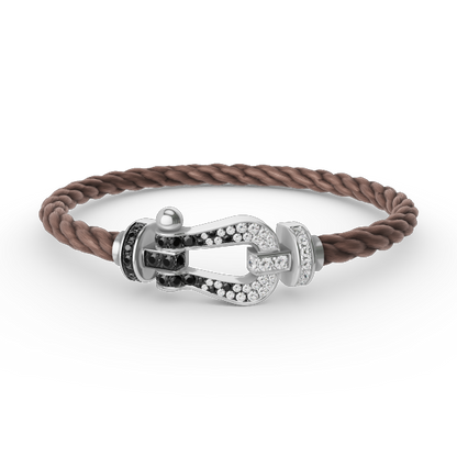 [Stellar Jewelry]FORCE LARGE HORSESHOE BLACK WHITE DIAMOND BRACELET SILVER