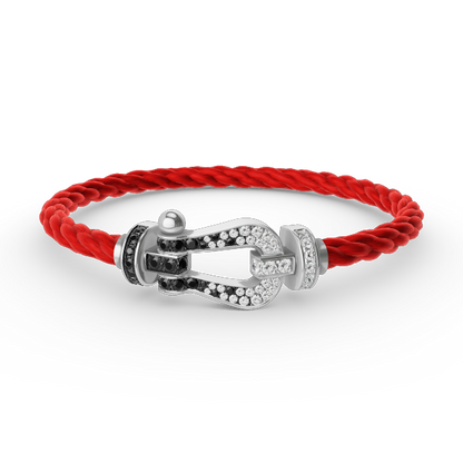 [Stellar Jewelry]FORCE LARGE HORSESHOE BLACK WHITE DIAMOND BRACELET SILVER