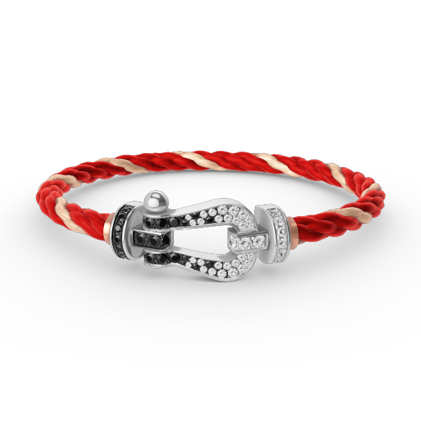 [Stellar Jewelry]FORCE LARGE HORSESHOE BLACK WHITE DIAMOND BRACELET SILVER