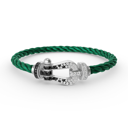 [Stellar Jewelry]FORCE LARGE HORSESHOE BLACK WHITE DIAMOND BRACELET SILVER