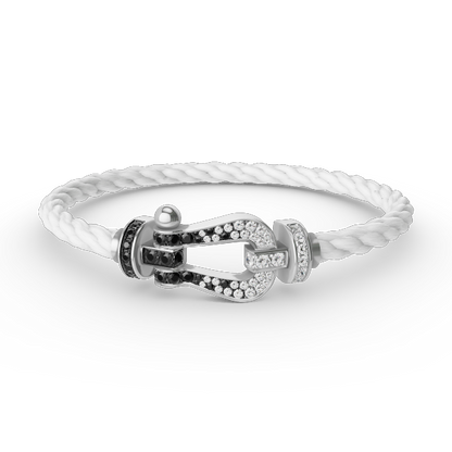 [Stellar Jewelry]FORCE LARGE HORSESHOE BLACK WHITE DIAMOND BRACELET SILVER