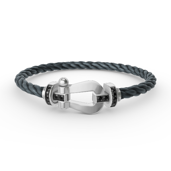 [Stellar Jewelry]FORCE LARGE HORSESHOE BLACK DIAMOND BRACELET SILVER