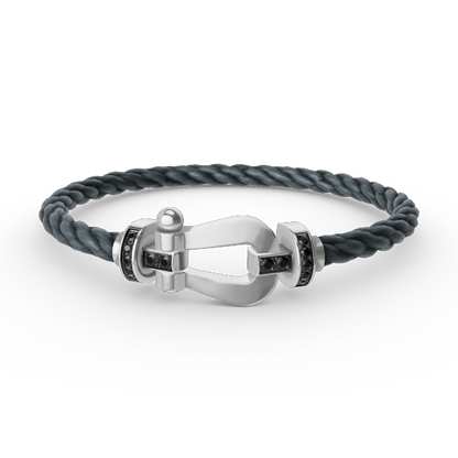 [Stellar Jewelry]FORCE LARGE HORSESHOE BLACK DIAMOND BRACELET SILVER