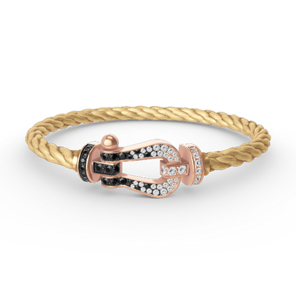 [Stellar Jewelry]FORCE LARGE HORSESHOE BLACK WHITE DIAMOND BRACELET ROSE GOLD