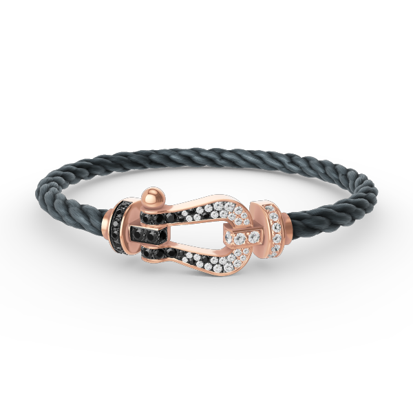 [Stellar Jewelry]FORCE LARGE HORSESHOE BLACK WHITE DIAMOND BRACELET ROSE GOLD