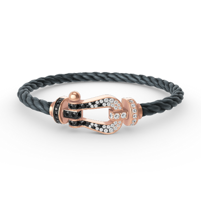 [Stellar Jewelry]FORCE LARGE HORSESHOE BLACK WHITE DIAMOND BRACELET ROSE GOLD