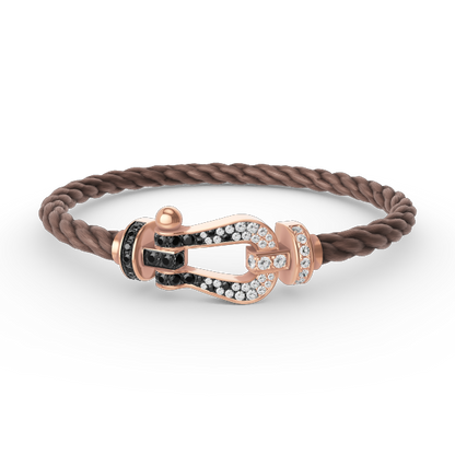 [Stellar Jewelry]FORCE LARGE HORSESHOE BLACK WHITE DIAMOND BRACELET ROSE GOLD