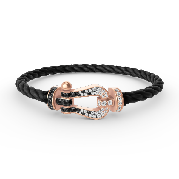 [Stellar Jewelry]FORCE LARGE HORSESHOE BLACK WHITE DIAMOND BRACELET ROSE GOLD