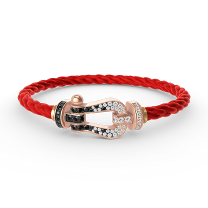 [Stellar Jewelry]FORCE LARGE HORSESHOE BLACK WHITE DIAMOND BRACELET ROSE GOLD