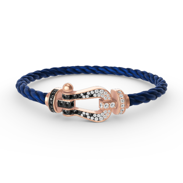 [Stellar Jewelry]FORCE LARGE HORSESHOE BLACK WHITE DIAMOND BRACELET ROSE GOLD