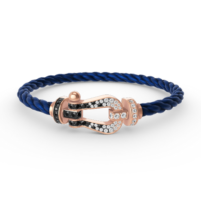 [Stellar Jewelry]FORCE LARGE HORSESHOE BLACK WHITE DIAMOND BRACELET ROSE GOLD